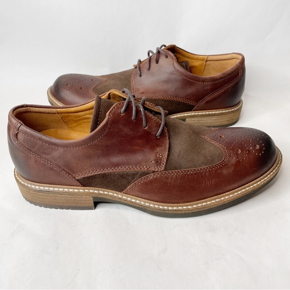 Ecco Kenton Brogue Tie Wingtip Brown Leather Oxford Dress Shoe - Picture 13 of 14